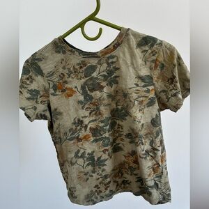 Anthropologie Pilcro Olive and Mustard Floral Women's Tee